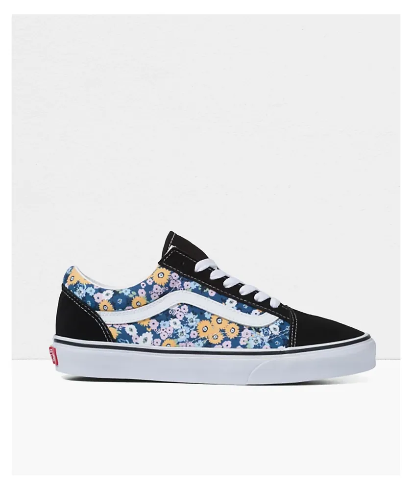 Vans Old Skool Floral & Black Skate Shoes