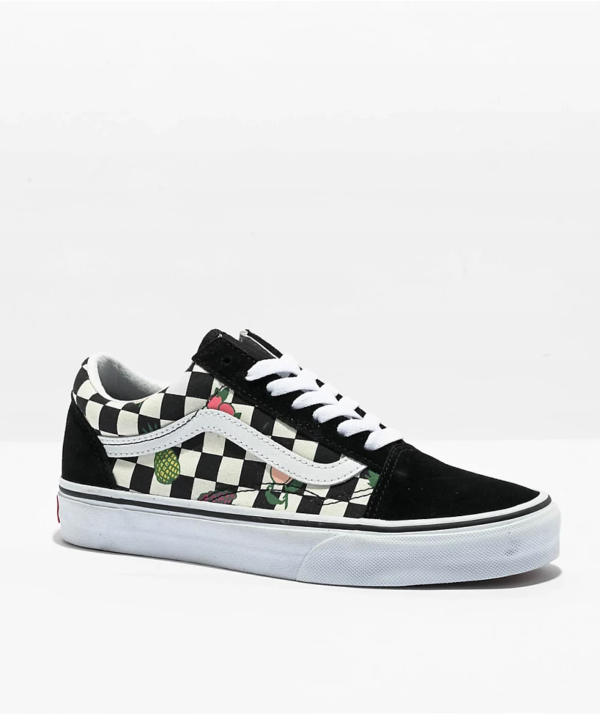 Vans Old Skool Fruit Checker Black & White Skate Shoes