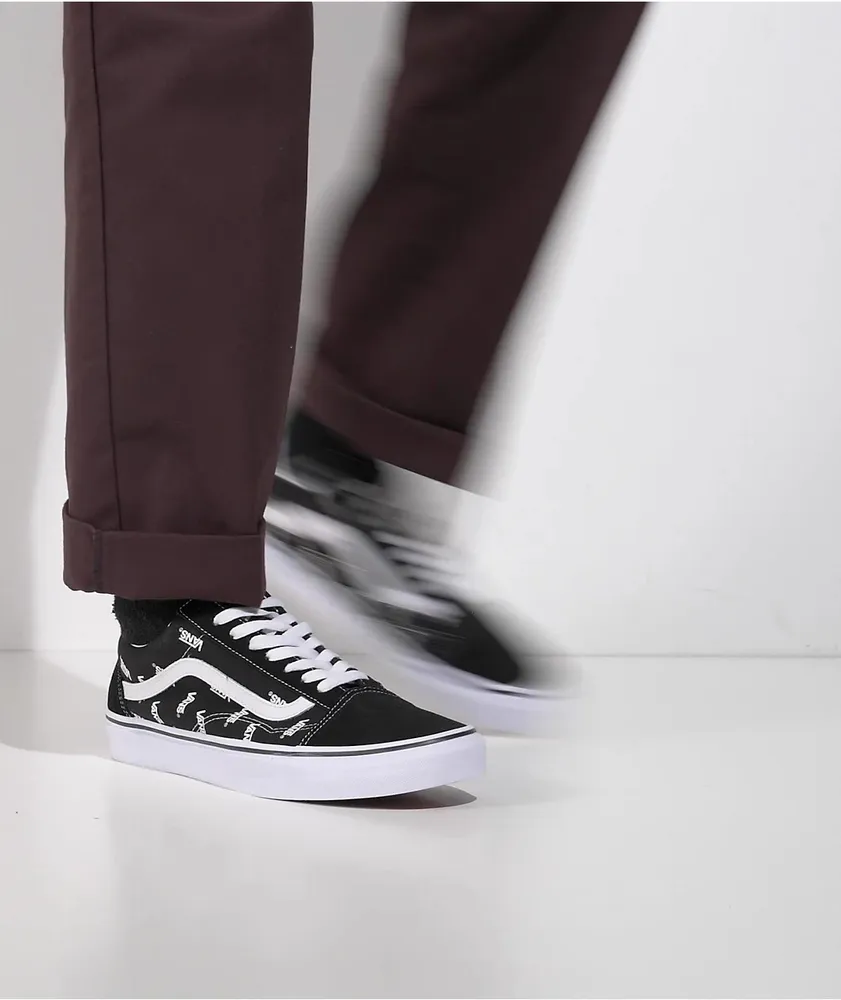 Vans Old Skool Logo Black & White Skate Shoes