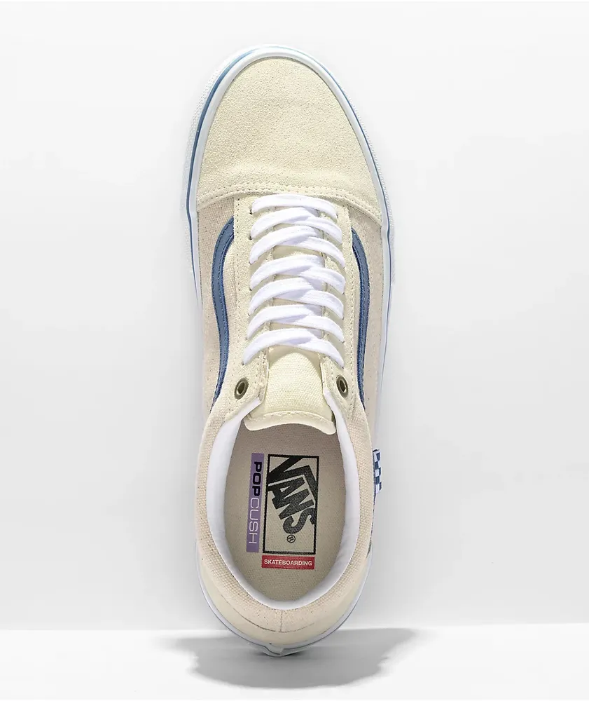 Vans Old Skool Off-White & Pale Blue Canvas Skate Shoes