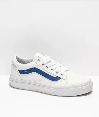 Vans Old Skool Pop Classic White & Blue Skate Shoes