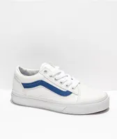 Vans Old Skool Pop Classic White & Blue Skate Shoes