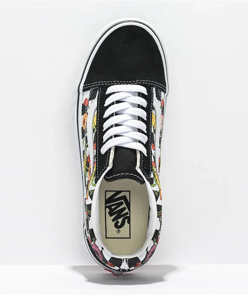 Vans Old Skool Poppy Black & White Checkerboard Platform Shoes