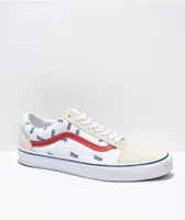 Vans Old Skool Print White, Blue & Red Skate Shoes