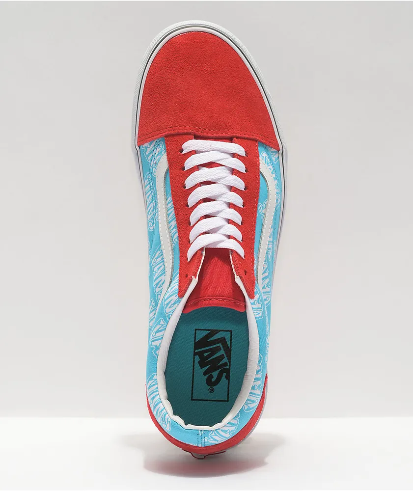 Vans Old Skool Retro Blue, Red, & White Skate Shoes