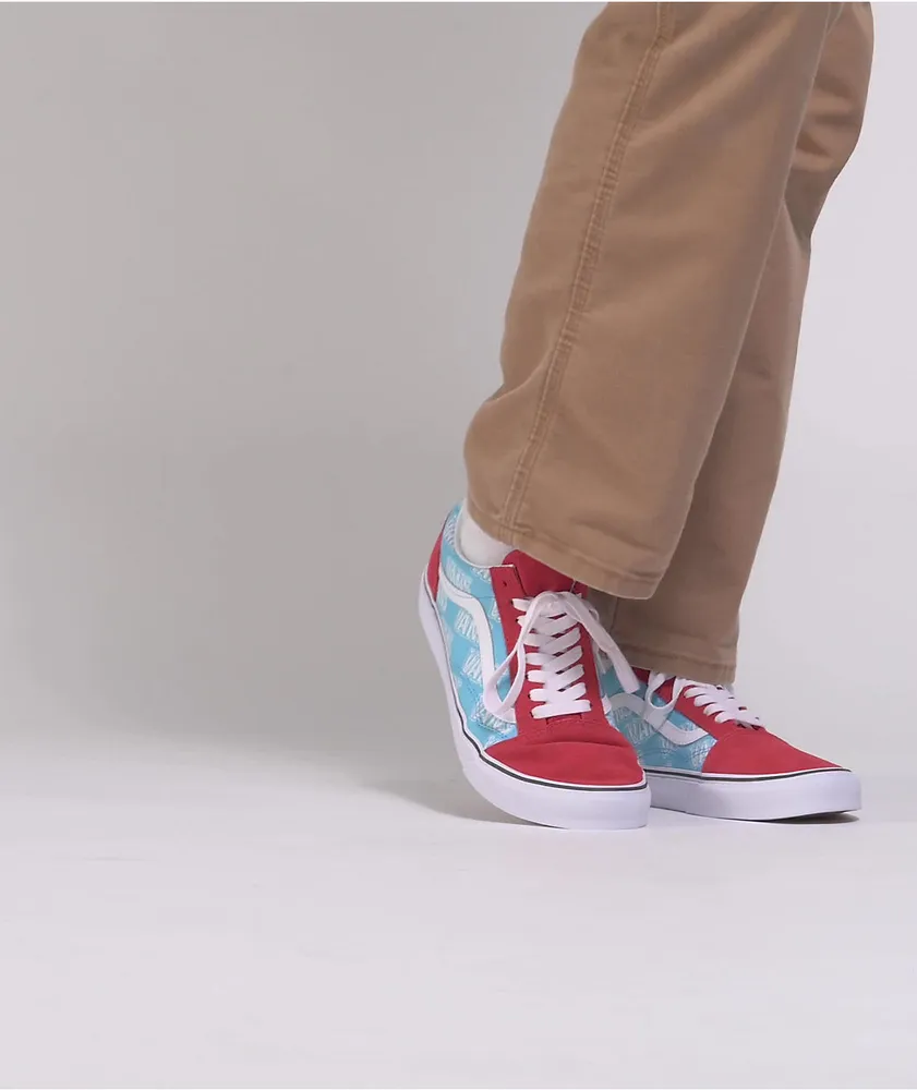 Vans Old Skool Retro Blue, Red, & White Skate Shoes