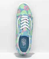 Vans Old Skool Stacked Checkered Floral Blue Platform Shoes