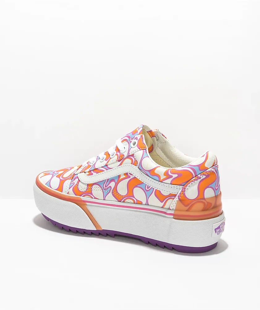 of UV America® Orange Vans Stacked | Platform White Peace Shoes & Skool Mall Old