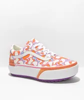 Vans Old Skool Stacked UV Peace Orange & White Platform Shoes