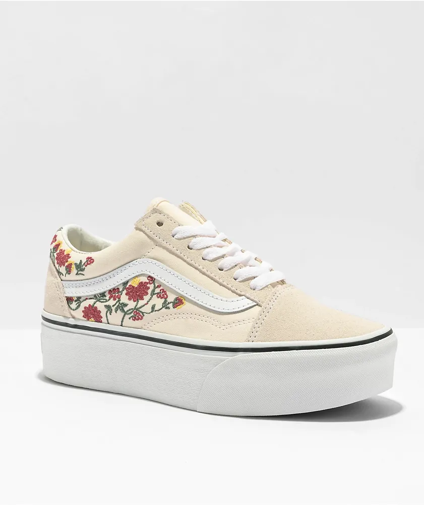 Vans Old Skool Stackform Floral Embroidery Platform Shoes