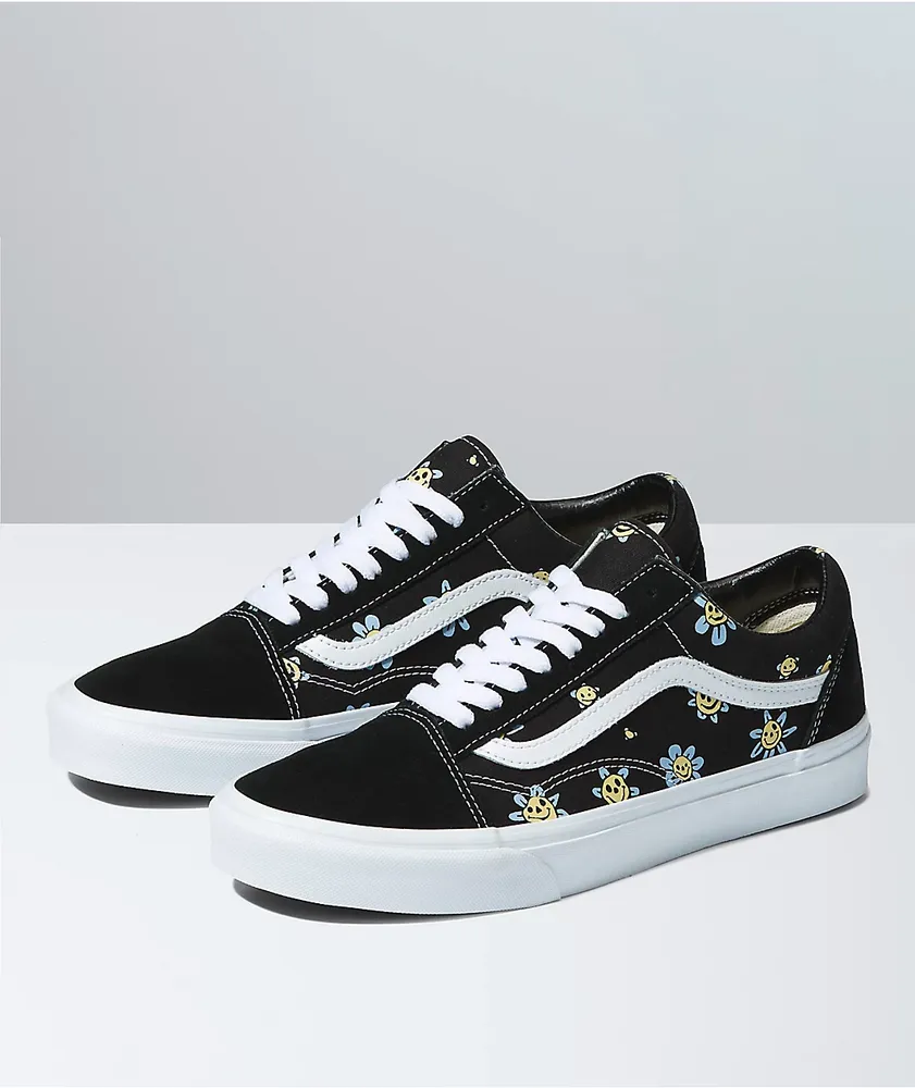 Vans Old Skool Trippy Grin Floral Black Skate Shoes