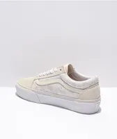 Vans Old Skool White Floral Platform Shoes