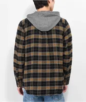 Vans Parkway II Black & Yellow Woven Hooded Flannel Shirt