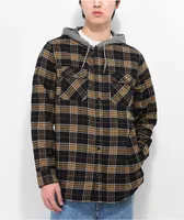 Vans Parkway II Black & Yellow Woven Hooded Flannel Shirt