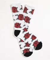 Vans Red Rose White Crew Socks