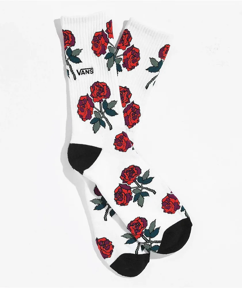 Vans Red Rose White Crew Socks