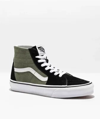 Vans SK8-Hi Tapered Corduroy Black & Green Skate Shoes