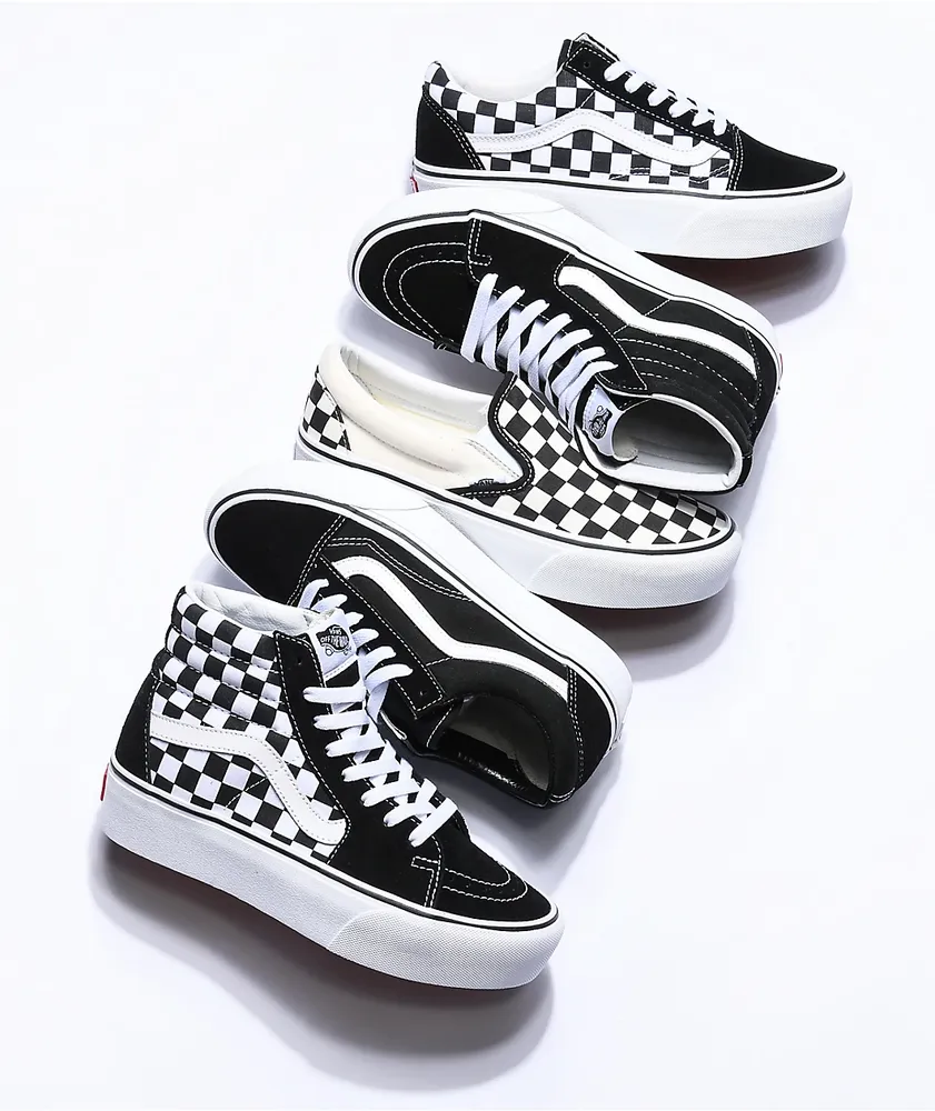 Vans Sk8-Hi Black & White Platform Shoes