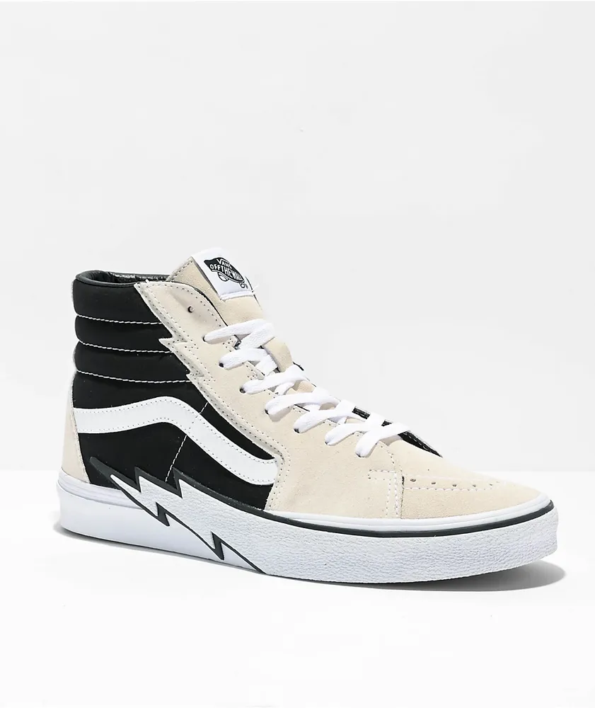 Vans Sk8-Hi Bolt Antique White and Black Skate Shoes