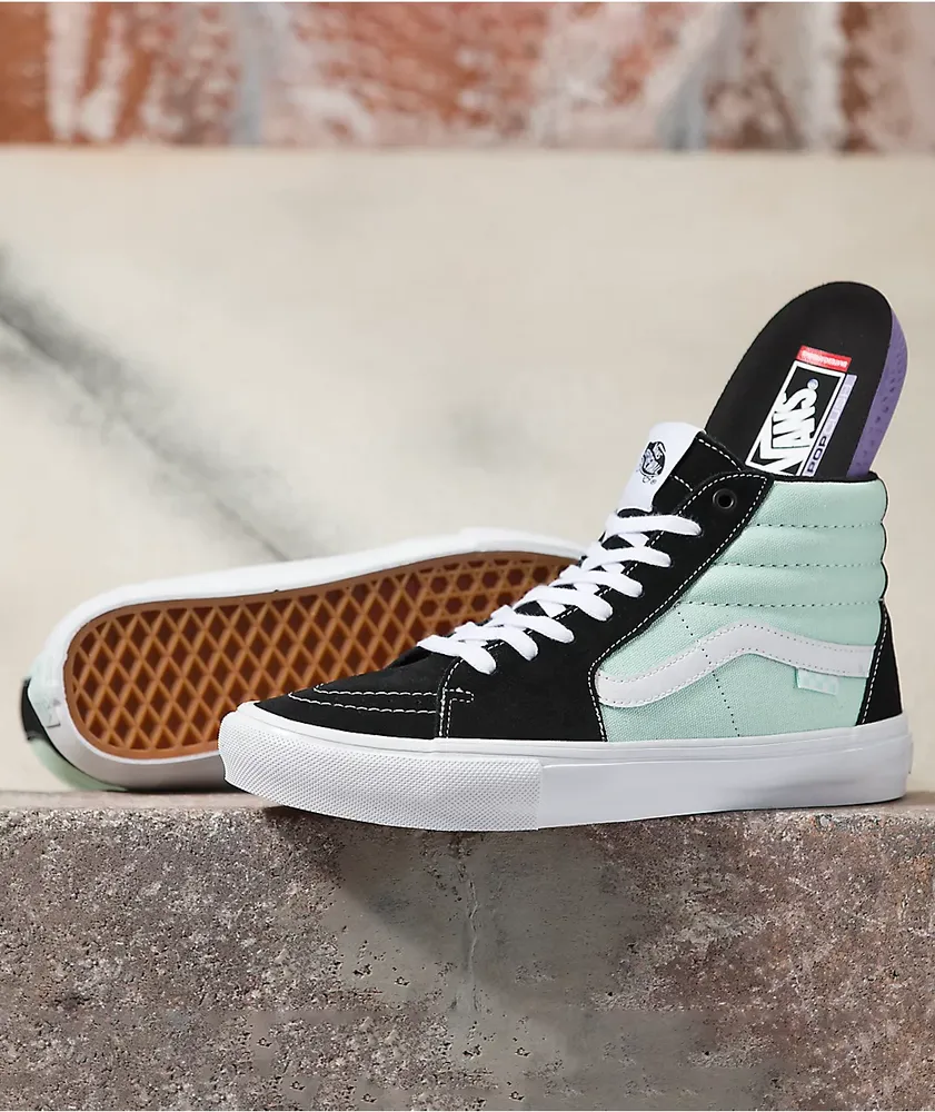 Vans Sk8-Hi Mint, Black & White Skate Shoes