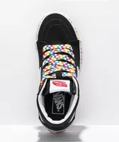 Vans Sk8-Hi Rainbow Checkered Black Skate Shoes