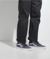 Vans Sk8-Hi Tapered Denim Embroidery Navy Blue & White Skate Shoes