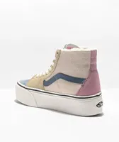 Vans Sk8-Hi Tapered Stackform Blue & Pink Sherpa Platform Shoes