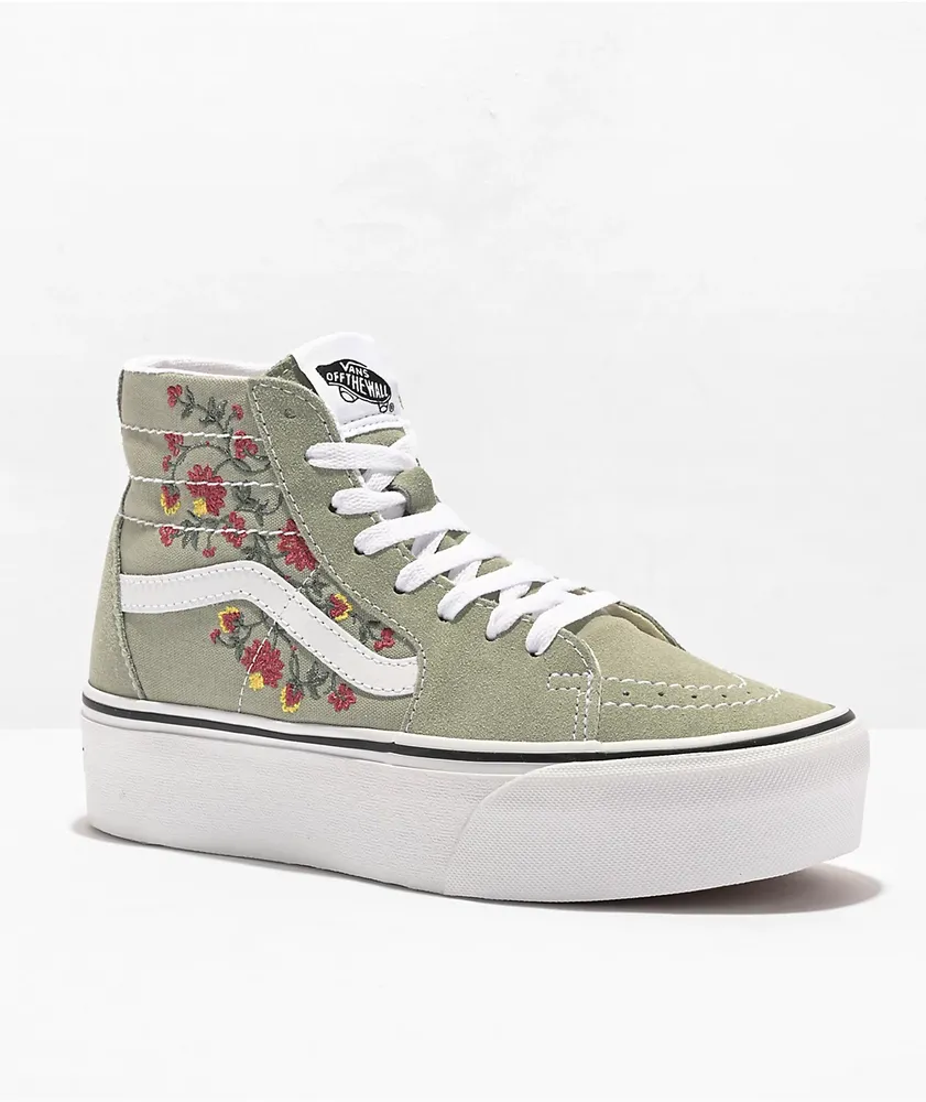 Vans Sk8-Hi Tapered Stackform Floral Embroidery Platform Shoes