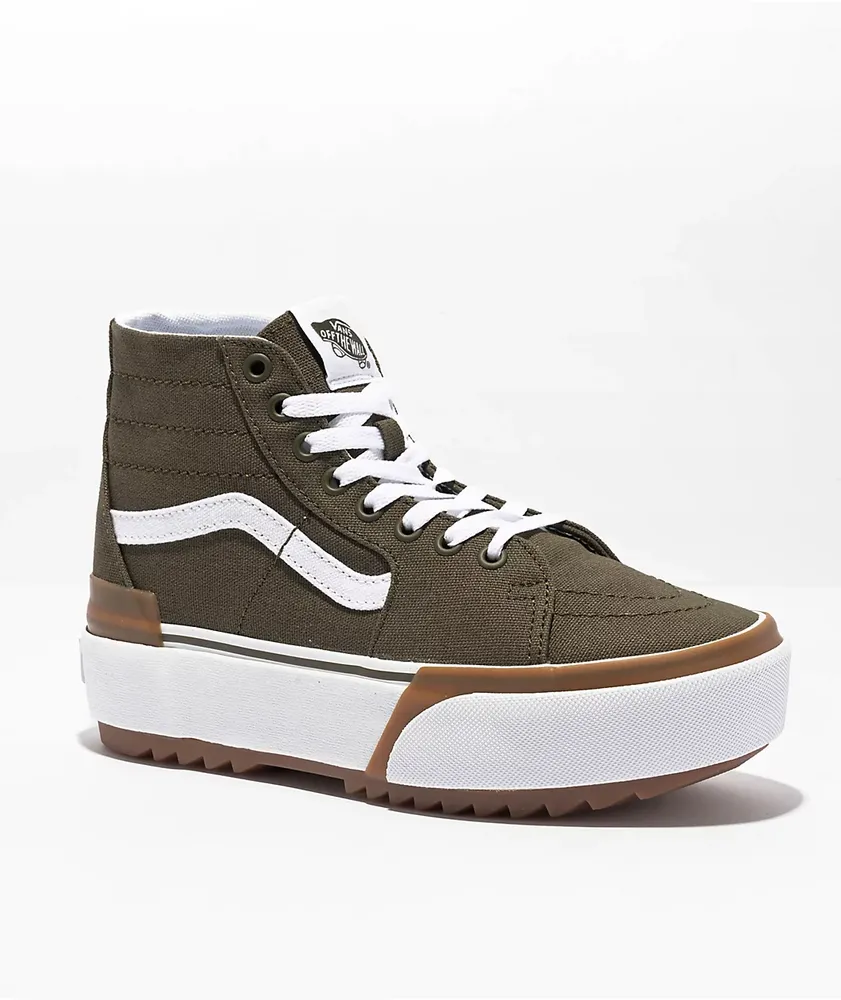 Vans Sk8-Hi Tapered Stackform Olive Platform Shoes