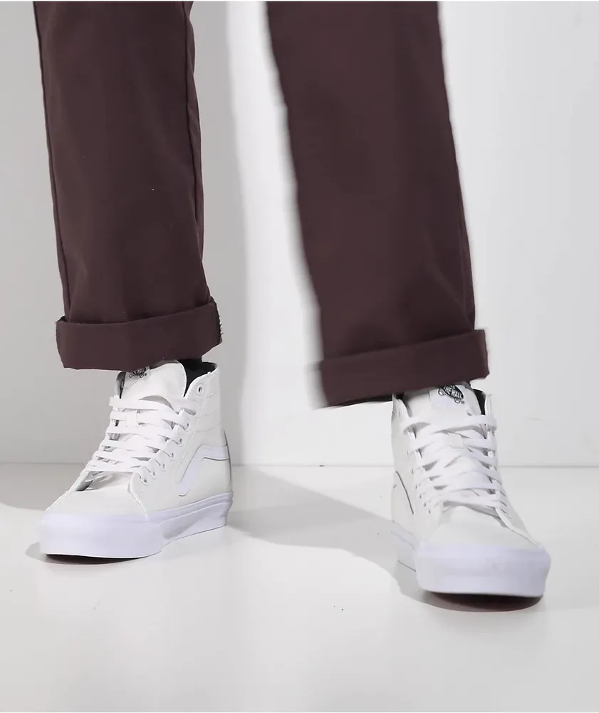 Vans Sk8-Hi Tapered True White Canvas Skate Shoes