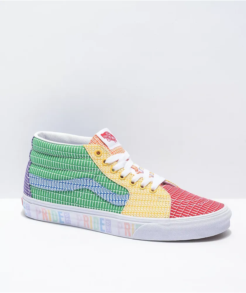 Vans Sk8-Mid Pride Multi & White Skate Shoes