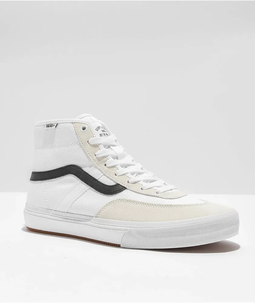 Vans Skate Crocket High White, Black Skate Shoes 