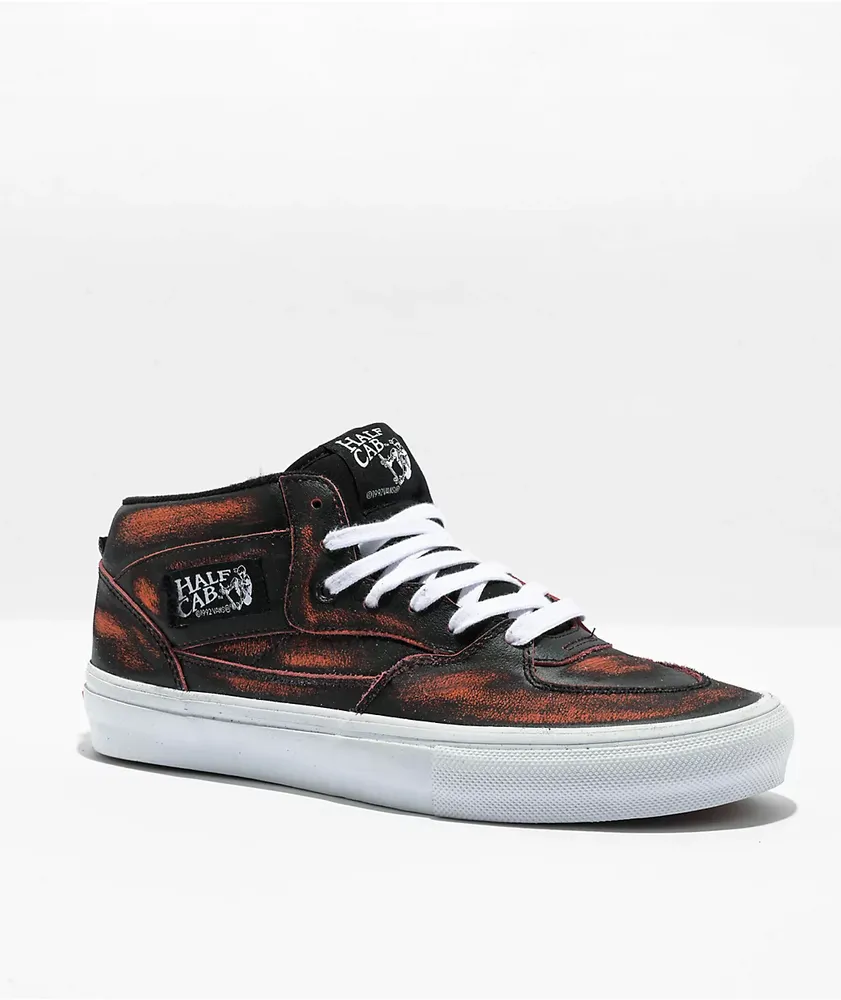 Vans Skate Half Cab Wearaway Black & Orange Leather Skate Shoes