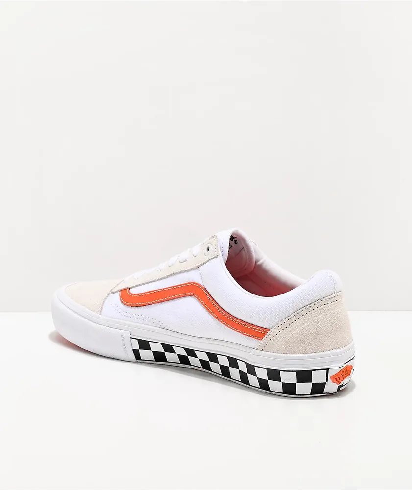 Vans Skate Old Skool Checkerboard White & Orange Skate Shoes