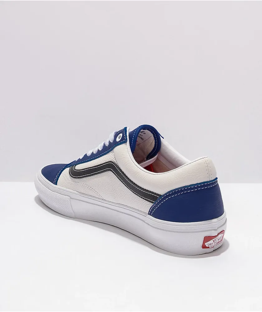 Vans Skate Old Skool Sport Leather True Blue & White Skate Shoes