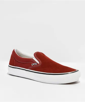 Vans Skate Slip-On Brick Red Skate Shoes
