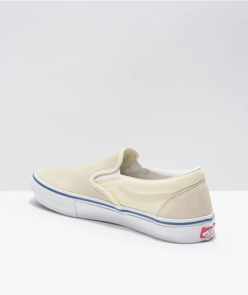 Vans Skate Slip-On Off-White & Blue Skate Shoes