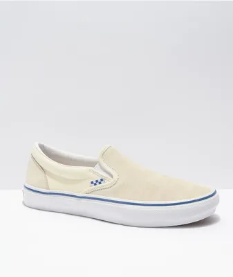 Vans Skate Slip-On Off-White & Blue Skate Shoes