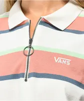 Vans Skate Stripe Pink, White & Green Crop Polo Shirt