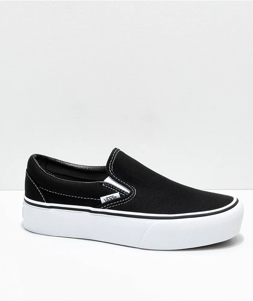 Vans Slip-On Black & White Platform Shoes