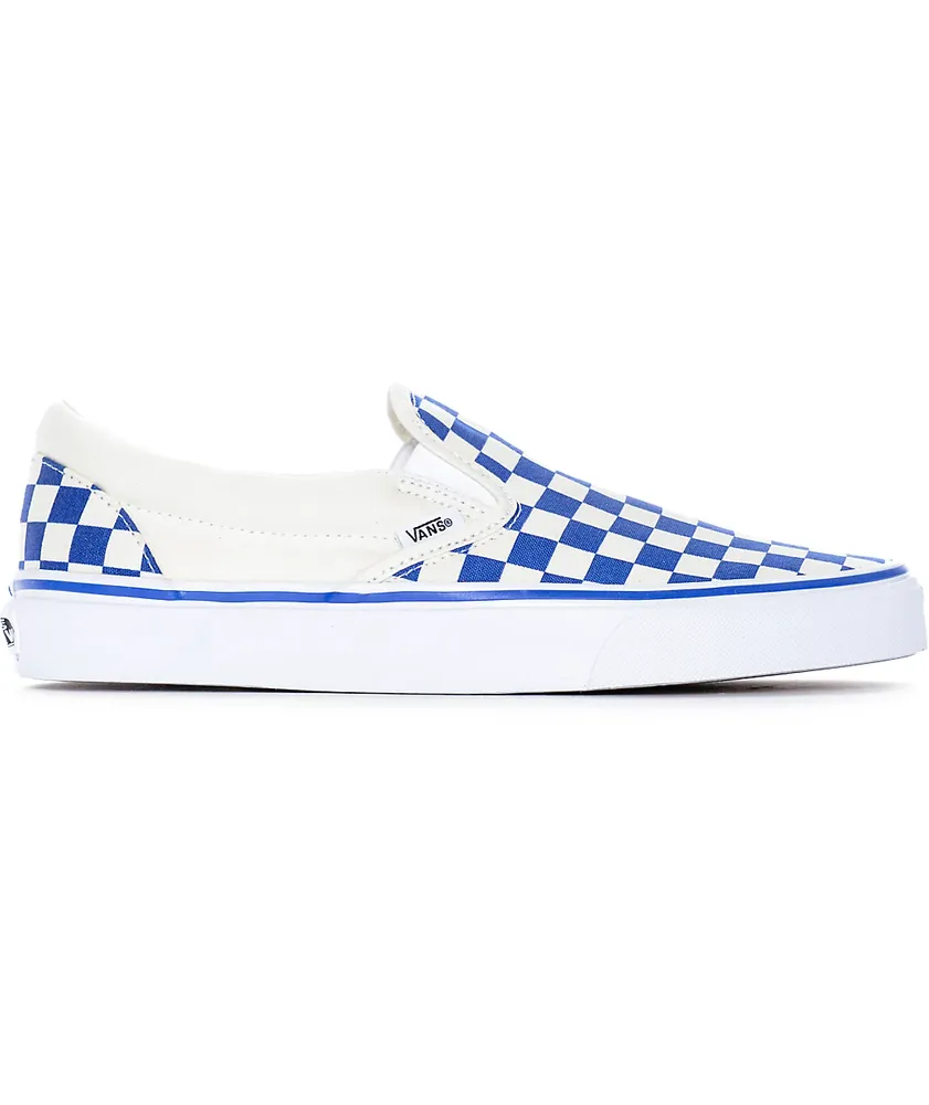 Vans Slip-On Blue & White Checkered Skate Shoes