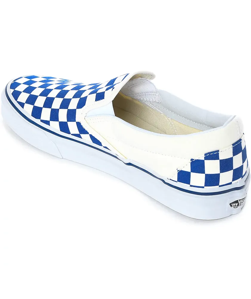 Vans Slip-On Blue & White Checkered Skate Shoes