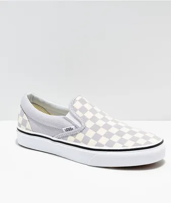 Vans Slip On Checkerboard Grey, Dawn & White Shoes
