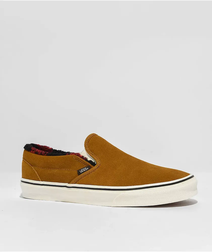 Vans Slip-On Cozy Hug Brown & Red Skate Shoes