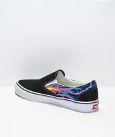 Vans Slip-On Electric Flame Black & White Skate Shoes