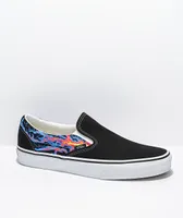 Vans Slip-On Electric Flame Black & White Skate Shoes