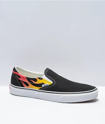Vans Slip-On Flame Black & White Skate Shoes