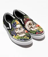 Vans Slip-On Fruit Skull Black & White Skate Shoes
