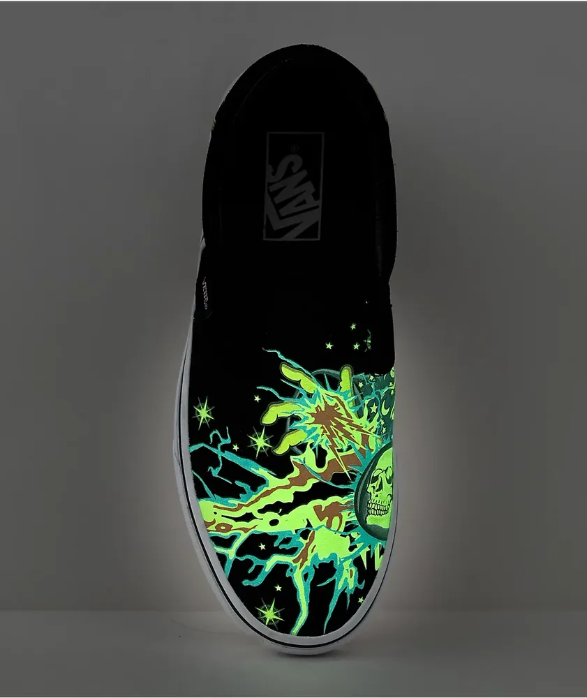 Vans Slip-On Glow Wizard Black & White Skate Shoes