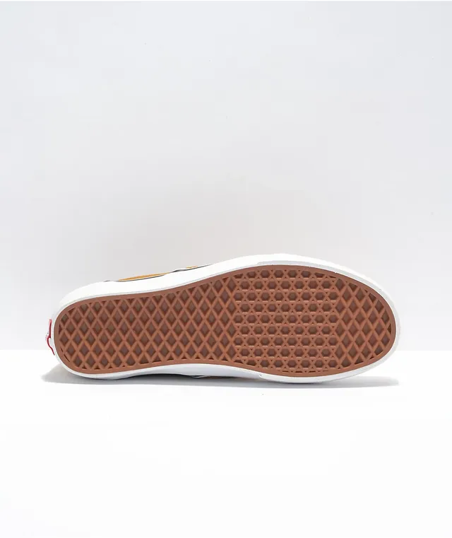 golden brown checkerboard vans